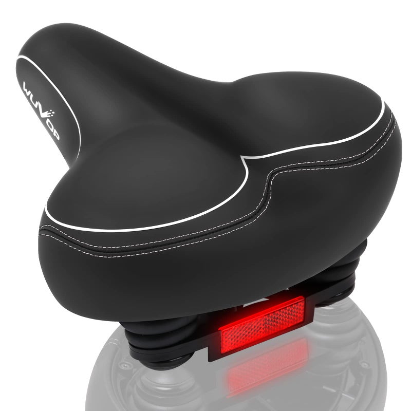 WUVOP Oversized Bike Seat  Wide Bicycle Seat for Women Men Comfort  Universal Waterproof Bike Saddle Replacement with Safety Reflective Strip for Peloton  Exercise Bikes  Cruiser  City Bikes - Image 1
